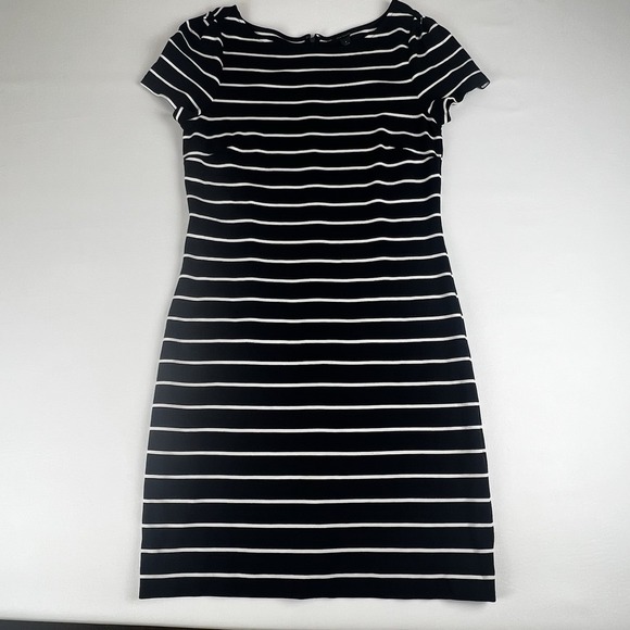 LOFT Dresses & Skirts - Ann Taylor Loft Women's A-Line Dress Size 8 Striped Black White With Zipper